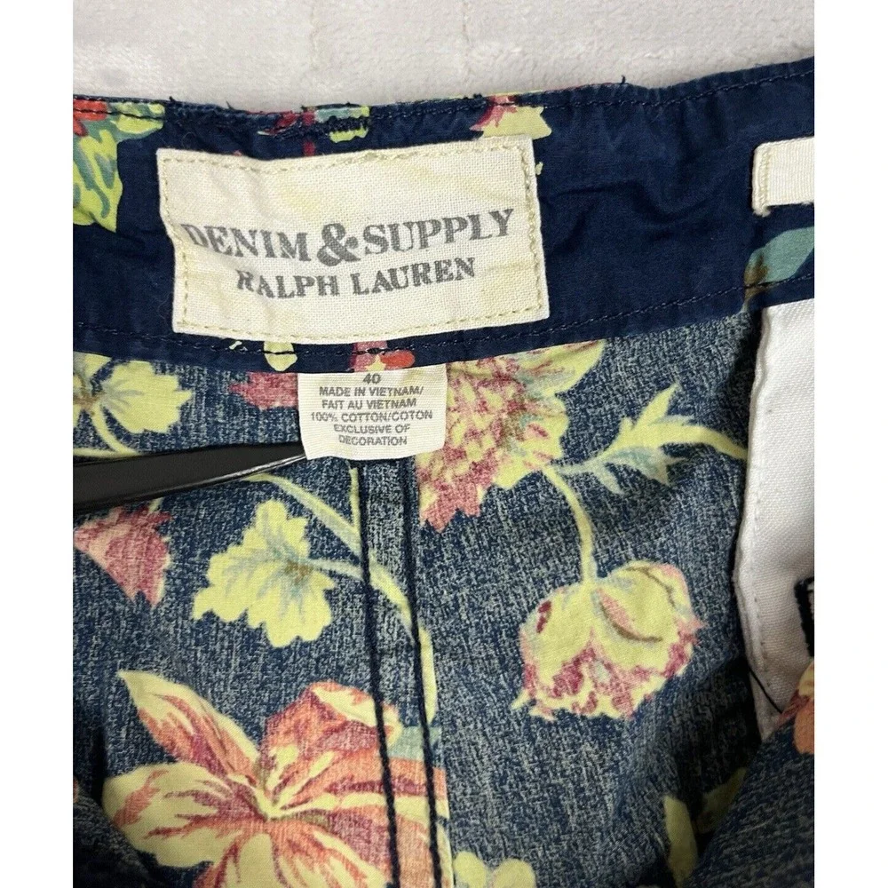 Ralph Lauren Denim Supply Short Men 40 Navy Floral Pocket 10'' Inseam Preppy
